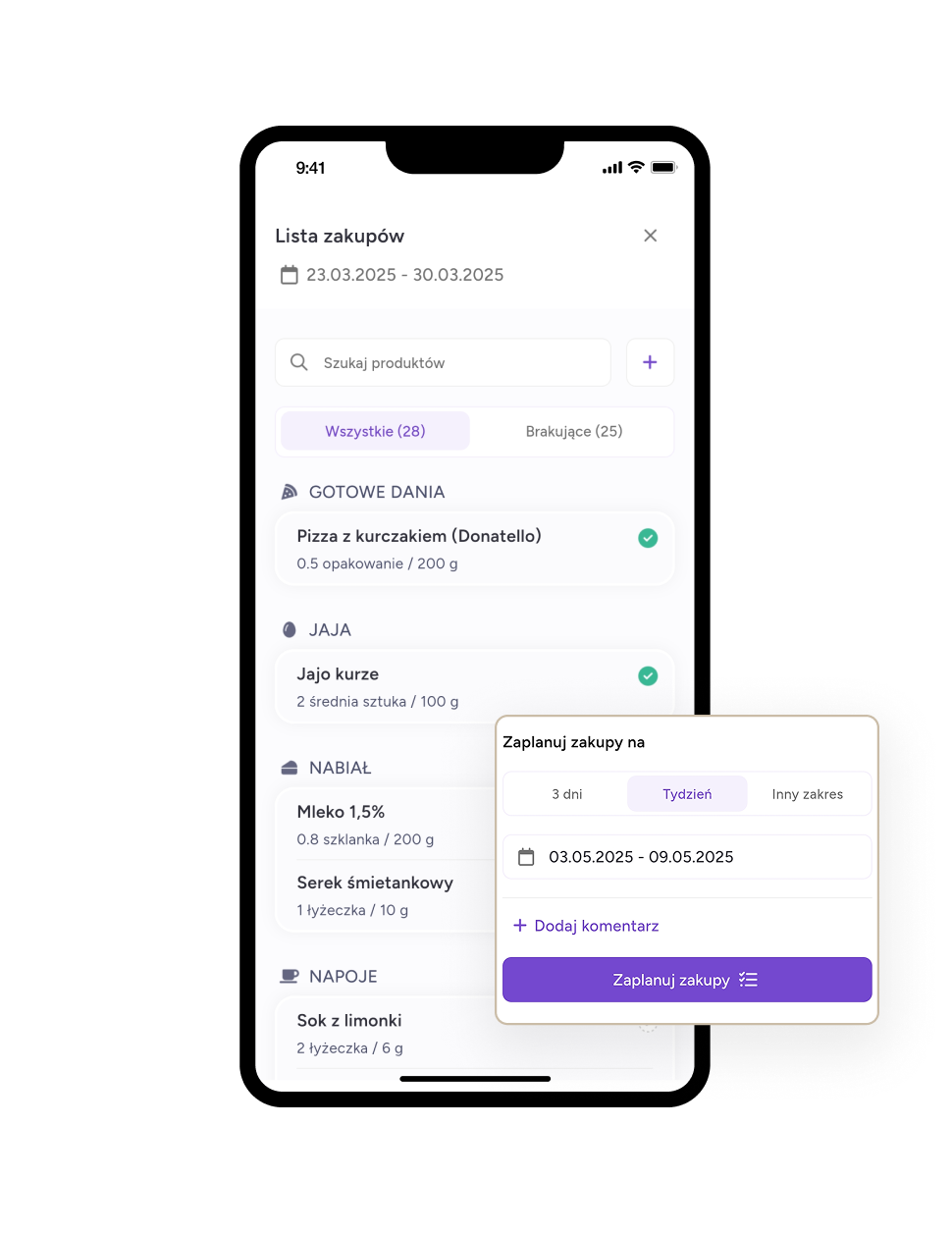 Gotowa lista zakupów